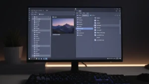 Split-screen view of Yazi TUI file manager and Dolphin GUI file manager running on a Linux desktop in 2026