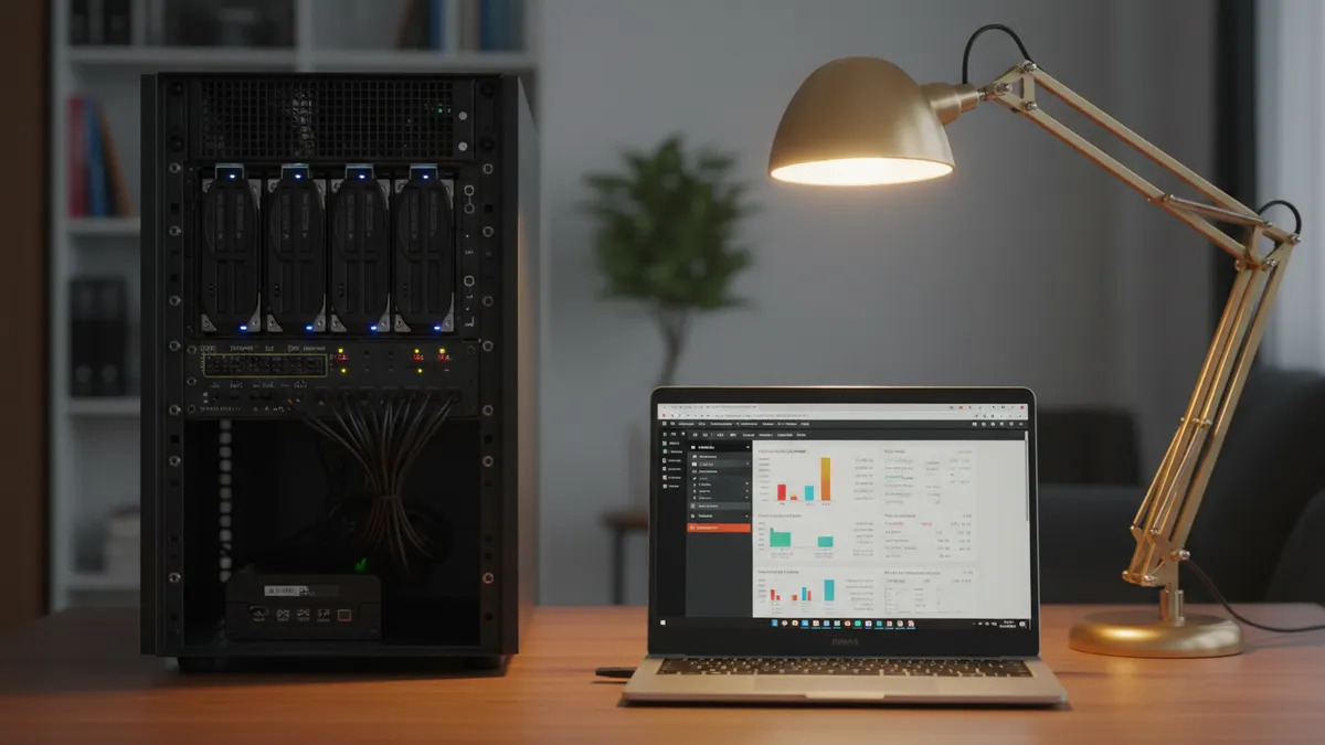 › best-linux-nas-software-2026 Homelab server with hard drives running Linux NAS software in 2026