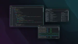 Hyprland tiling window manager on Linux in 2026 with terminals, Neovim, and rounded gradient window borders