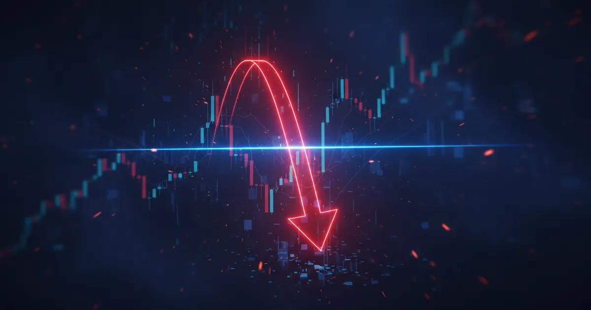 crypto-backwardation › crypto-backwardation Crypto backwardation visualization showing futures price curve dipping below spot price with dark moody trading atmosphere