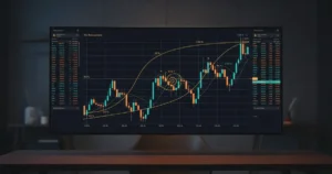 Fibonacci retracement levels drawn on a Bitcoin crypto trading chart showing key reversal zones