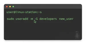 Linux terminal showing useradd command for adding a user in Linux