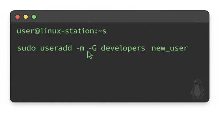 how-to-add-a-user-in-linux › how-to-add-a-user-in-linux Linux terminal showing useradd command for adding a user in Linux
