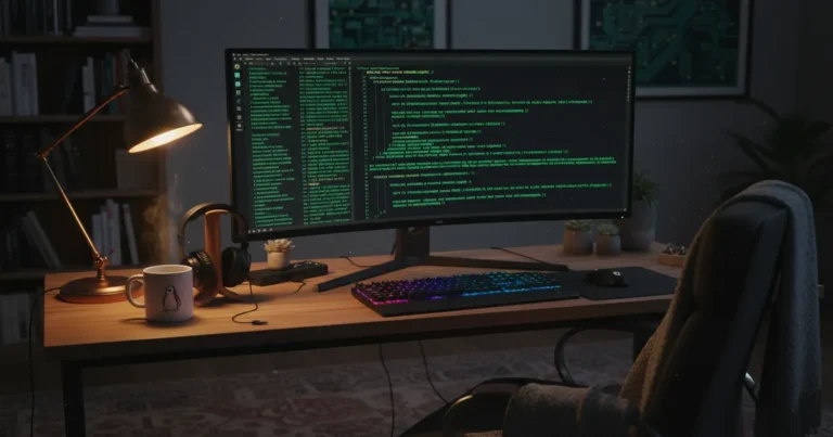 › how-to-compile-software-from-source-linux Linux terminal showing source code compilation process with configure make and make install commands