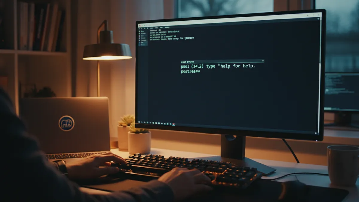 PostgreSQL psql command line prompt open in a Linux terminal during installation on Ubuntu and RHEL