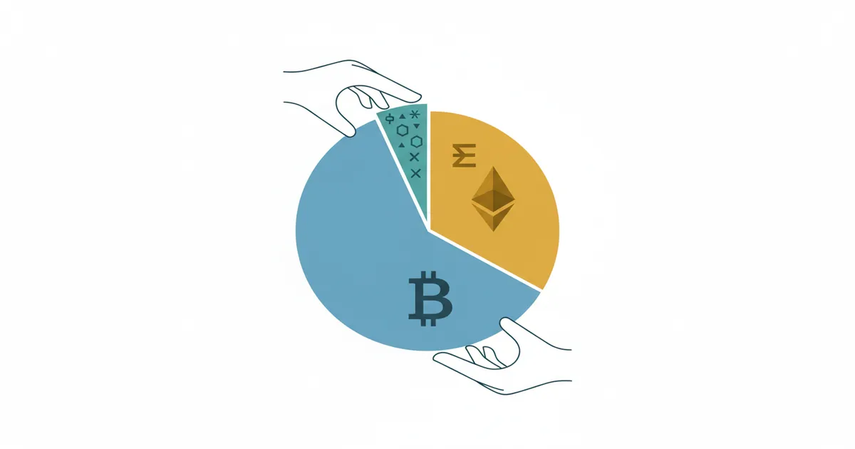 › how-to-rebalance-a-crypto-portfolio How to rebalance a crypto portfolio - pie chart showing target allocation percentages
