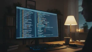› how-to-use-find-command-in-linux Linux terminal showing find command output with colorful file paths in a dark room