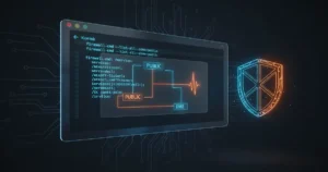 Linux terminal showing firewalld commands with zone diagram and security shield