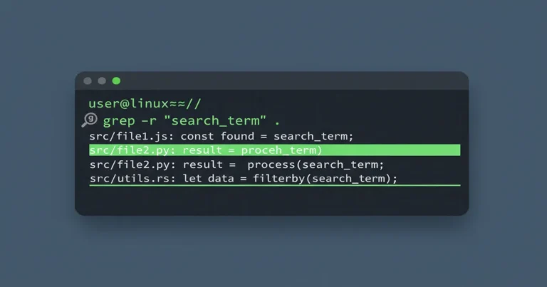› how-to-use-grep-command-in-linux Linux terminal showing grep command searching through text with highlighted matching lines
