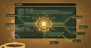 Linux terminal showing modprobe commands for loading kernel modules with dependency paths
