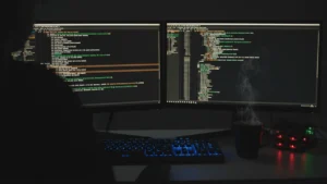 how-to-use-nftables-in-linux › how-to-use-nftables-in-linux Terminal window showing nftables firewall configuration and rules on a Linux server