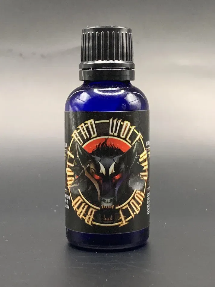 bottle of pheromone cologne labelled bad wolf.