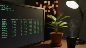 sar-command-linux › sar-command-linux Linux terminal displaying sar command historical system performance output with CPU and memory statistics