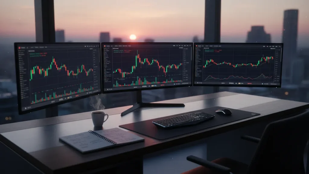 › solana-etf-explained Solana ETF explained: trading desk showing spot SOL ETF charts and staking yield analysis