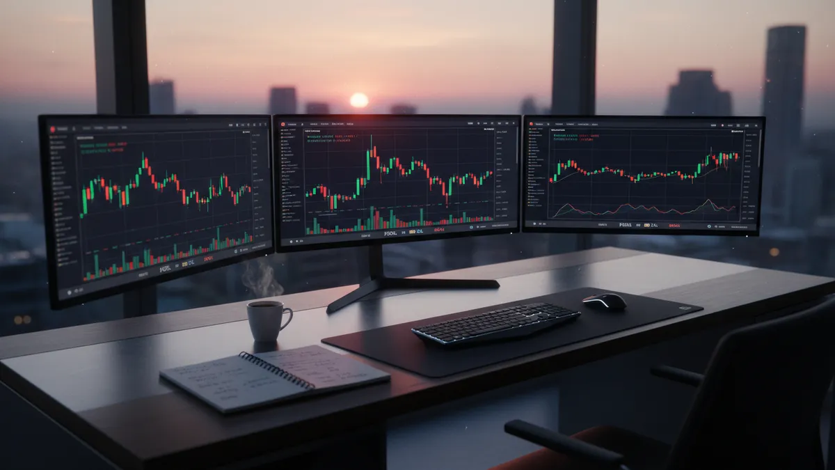 Solana ETF explained: trading desk showing spot SOL ETF charts and staking yield analysis