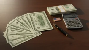 › what-are-treasury-bills US Treasury bill certificates, 0 bills, and a calculator showing a 3.60% yield on a wooden desk