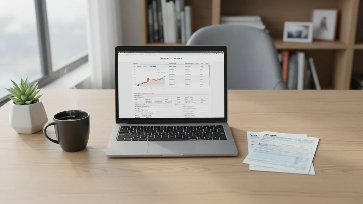› what-is-a-backdoor-roth-ira Desk with laptop showing brokerage account, IRS Form 8606, and coffee mug representing the backdoor Roth IRA strategy