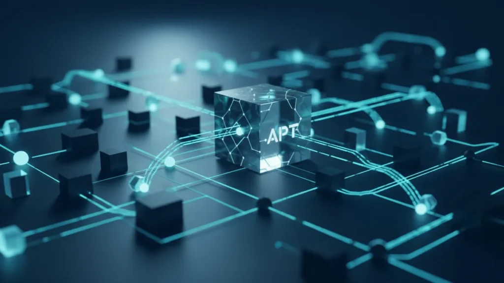 › what-is-aptos-crypto Aptos APT cryptocurrency Layer-1 blockchain network visualization with glowing nodes and Move language smart contracts