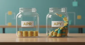 APY vs APR in crypto comparison showing compound interest growth versus simple interest