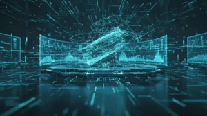 what-is-sei-network-crypto › what-is-sei-network-crypto Sei Network crypto Layer 1 blockchain visualized as a high-speed digital financial exchange with streams of order book transactions