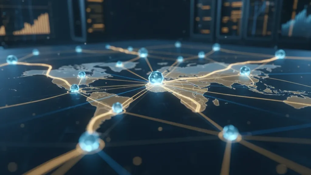 › what-is-stellar-xlm-crypto Stellar XLM blockchain network connecting global cross-border payment corridors with glowing data streams