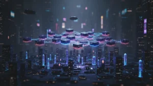 what-is-the-graph-crypto › what-is-the-graph-crypto Visualization of The Graph GRT crypto indexing protocol connecting decentralized blockchain data nodes