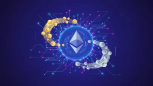 Uniswap decentralized exchange concept showing token swapping on blockchain liquidity pools